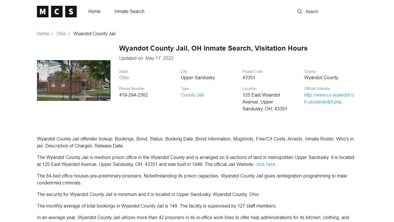 Wyandot County, OH Jail Inmates Search, Visitation Rules